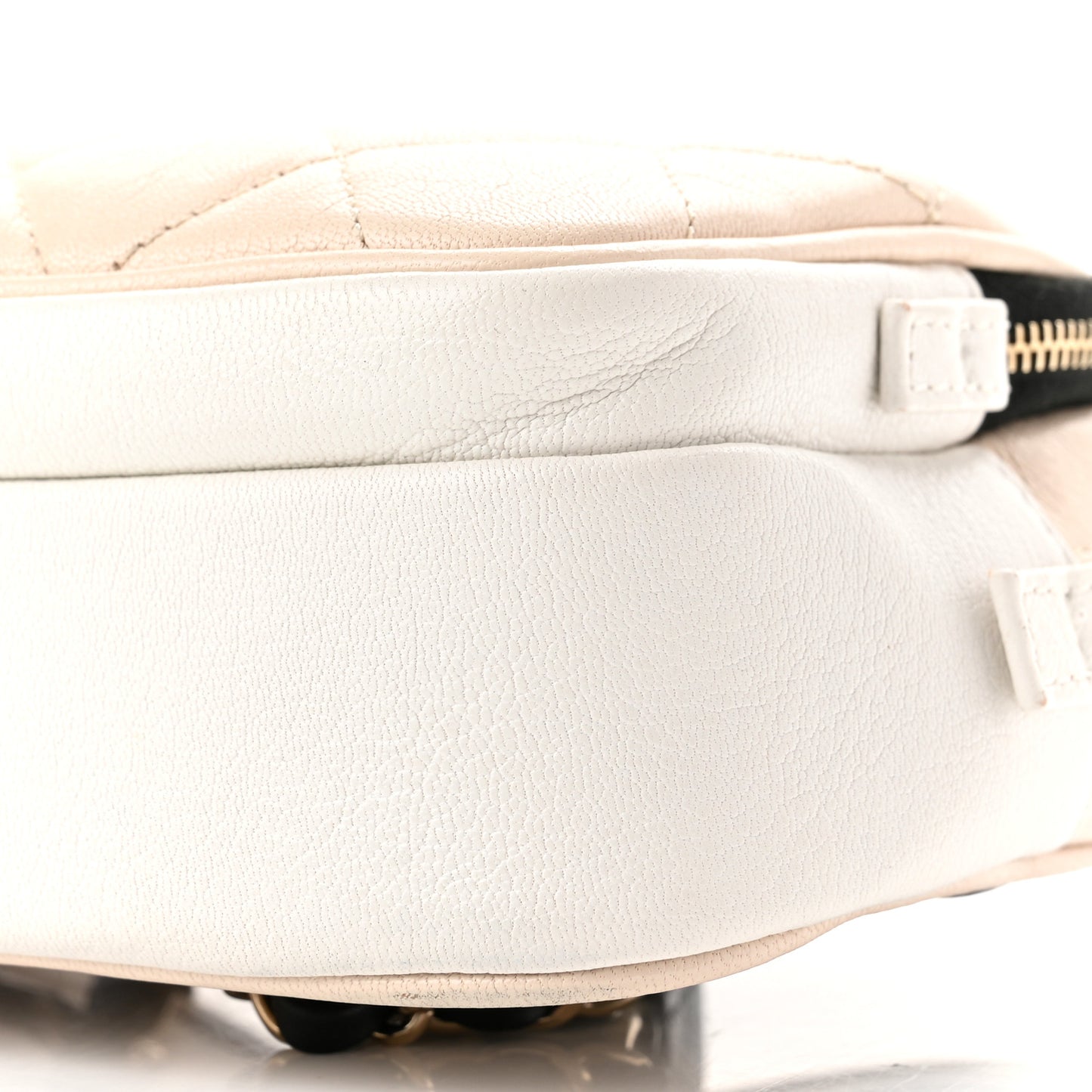 Goatskin Quilted Waist Bag Beige White Black