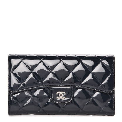 Chanel Patent Calfskin Quilted Large Flap Wallet Blue 1 of 14