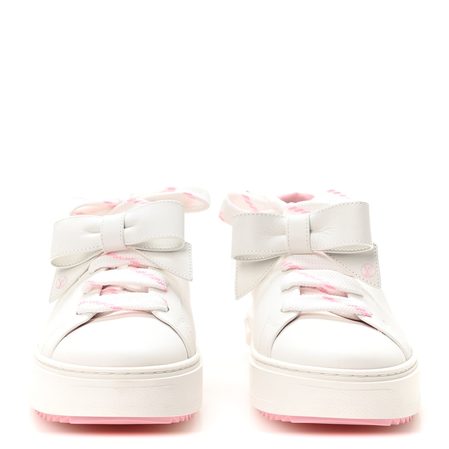 Calfskin Time Out Bow Sneakers 41 White Pink