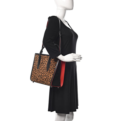Christian Louboutin Calfskin Empire Pony Hair Leopard Print Studded Medium Paloma Red Brown 2 of 10