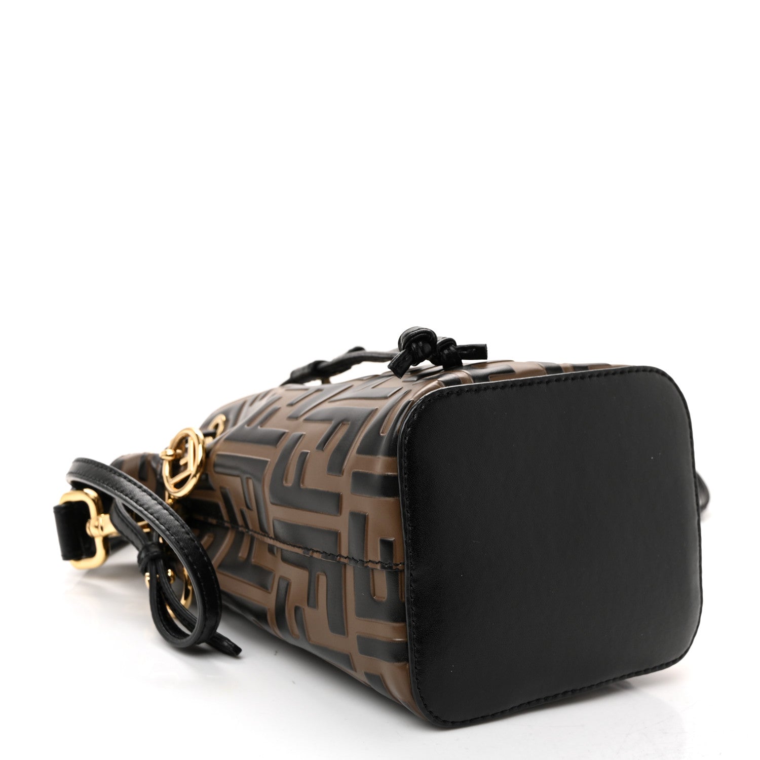 Fendi Vitello Liberty F is Fendi Bi-Color FF 1974 Embossed Mini Mon Tresor Bucket Bag Maya Black 4 of 11
