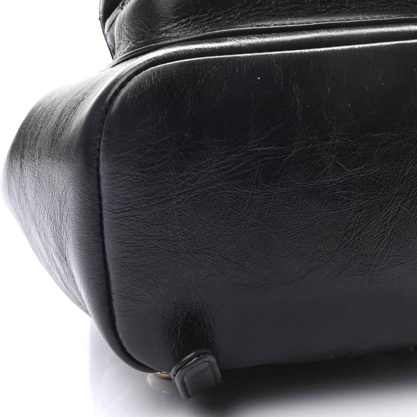 Glazed Aged Calfskin Quilted Small Duma Drawstring Backpack Black