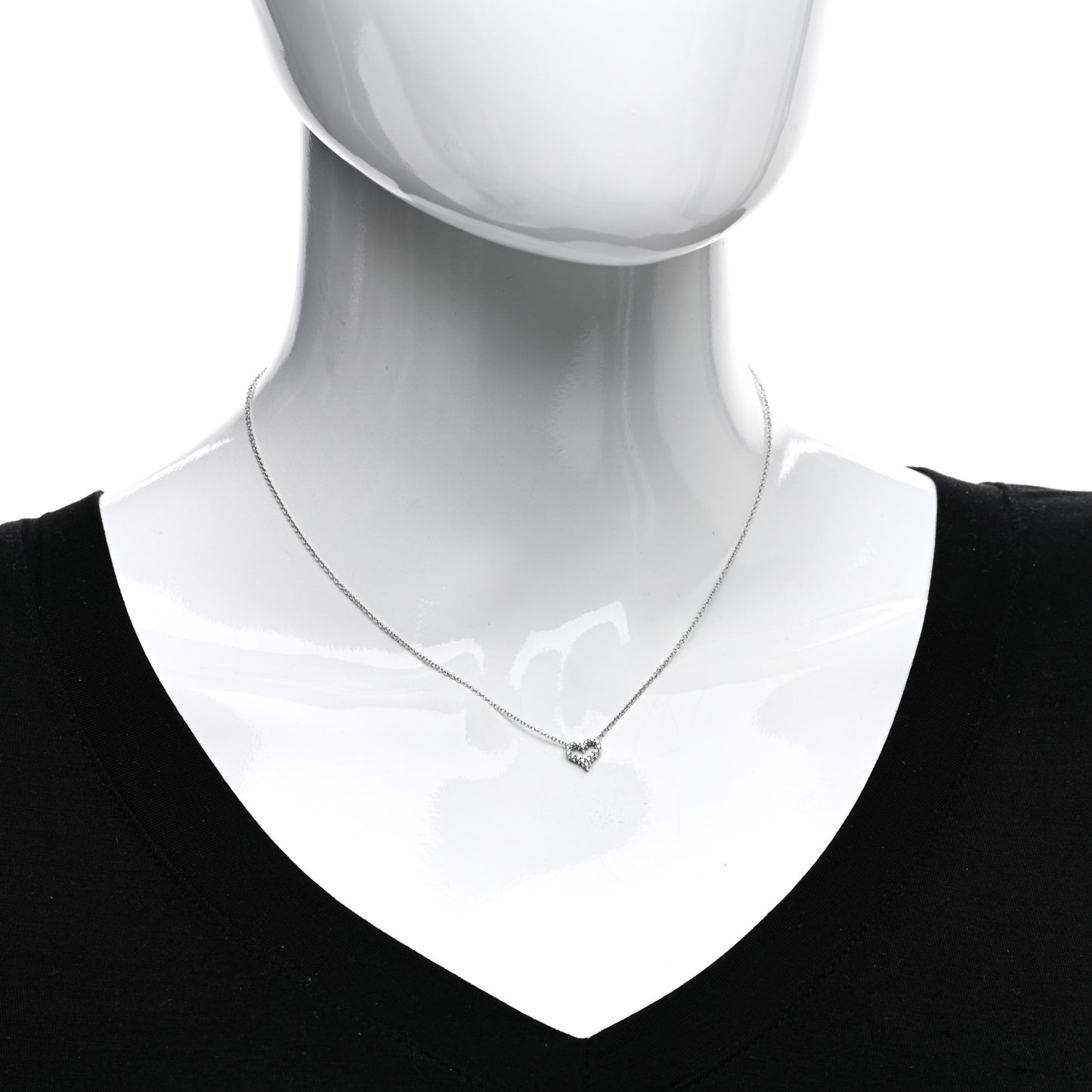Platinum Diamond Extra Mini Heart Pendant Necklace