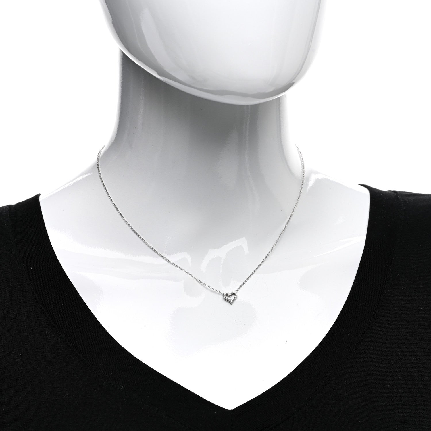 Tiffany Platinum Diamond Extra Mini Heart Pendant Necklace 2 of 5