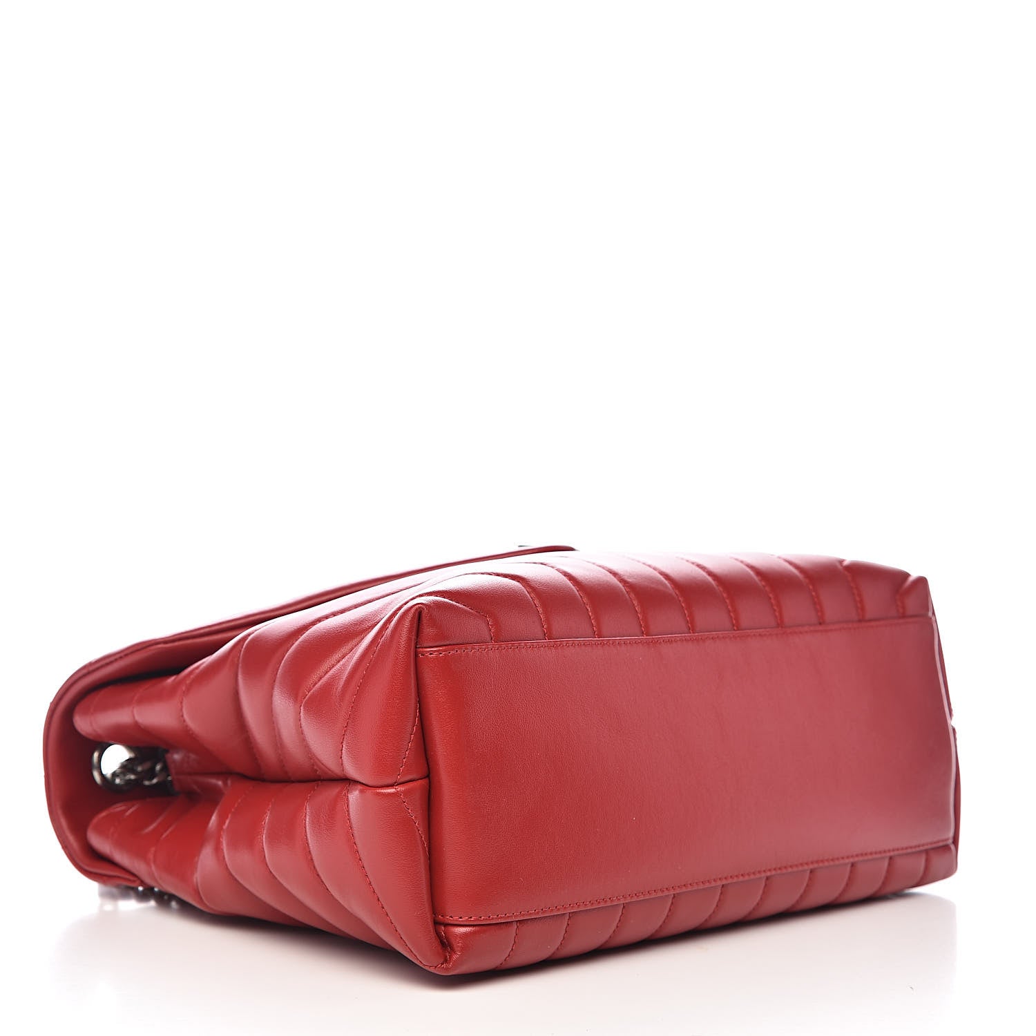 Saint Laurent Calfskin Y Quilted Monogram Medium Loulou Chain Satchel Lipstick Red 4 of 11