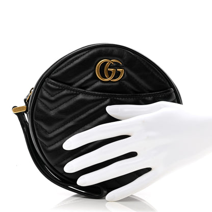 Gucci Calfskin Matelasse GG Marmont Round Wrist Wallet Black 2 of 9
