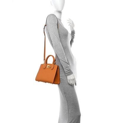 Salvatore Ferragamo Hammered Calfskin Small The Studio Box Bag Olivello 3 of 10