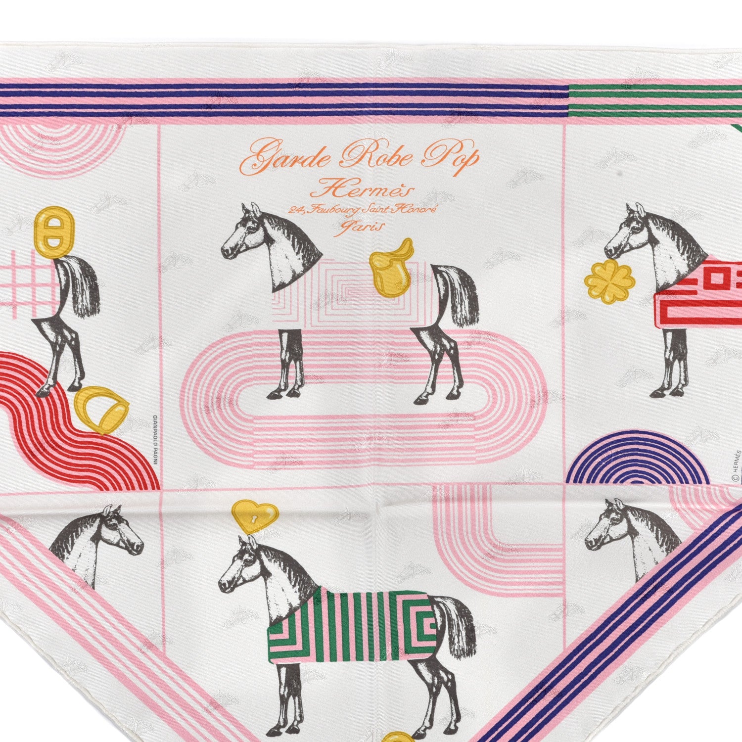 Hermes Silk Garde Robe Pop Charm Triangle Scarf 70 Multicolor White 2 of 7