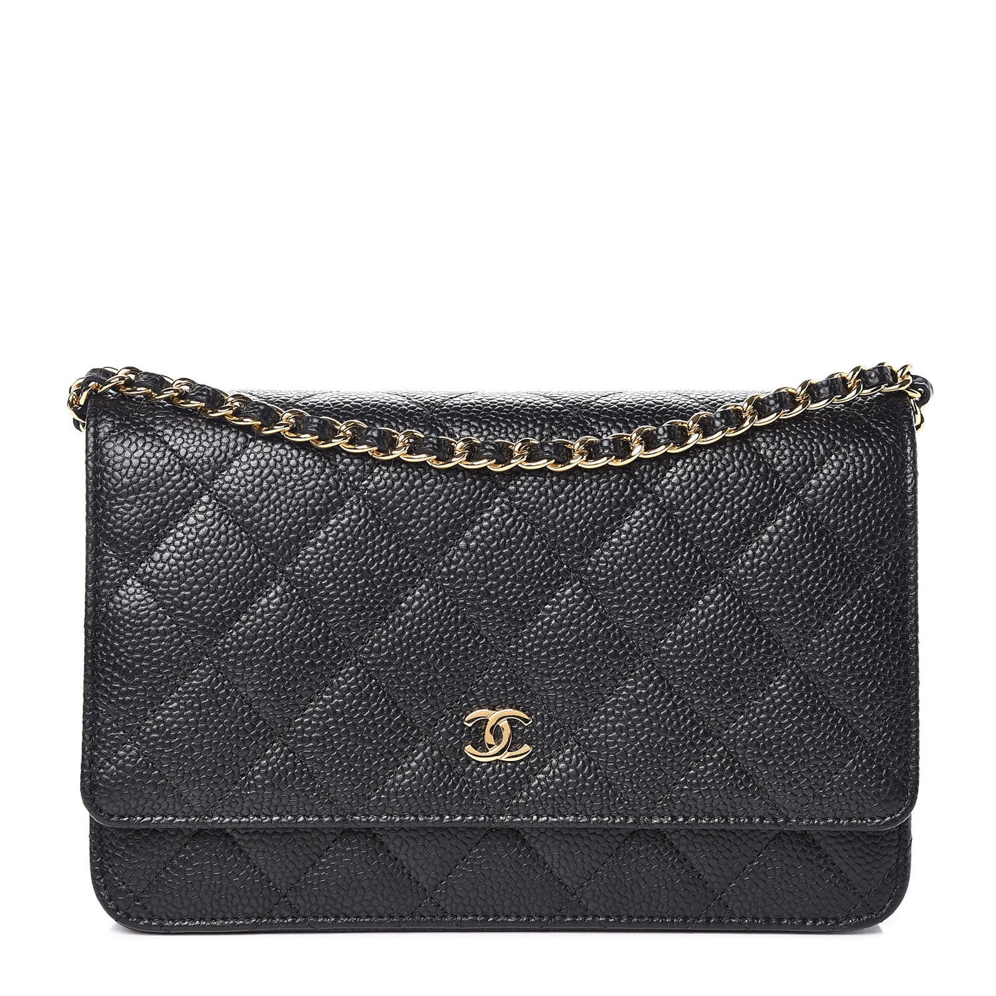 Caviar Quilted Wallet On Chain WOC Black