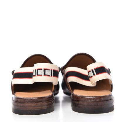 Gucci Goatskin Stripe Mens Horsebit Slingback Slippers 9 Brown 6 of 10