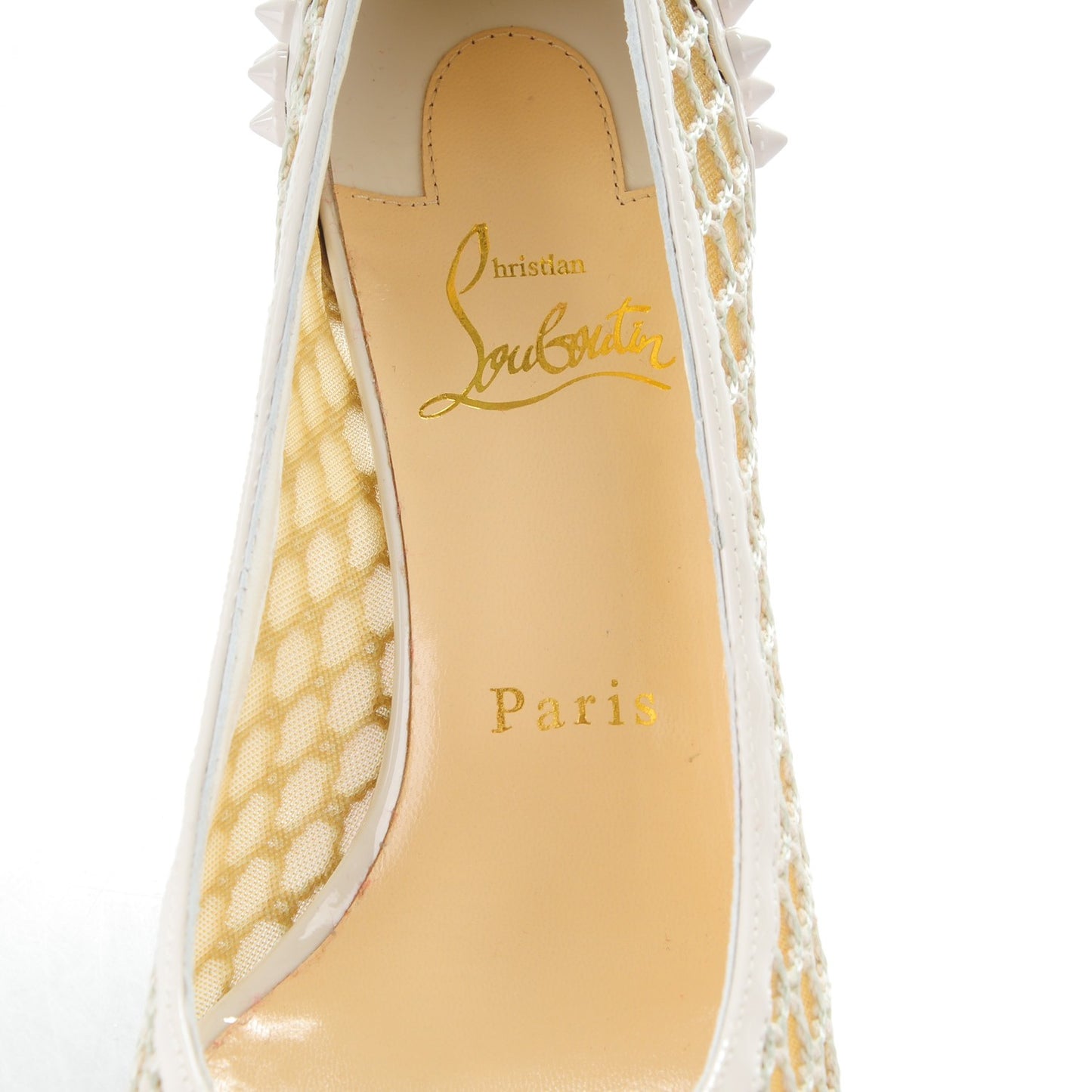Fishnet Patent Guni 55 Spiked Pumps 37 White