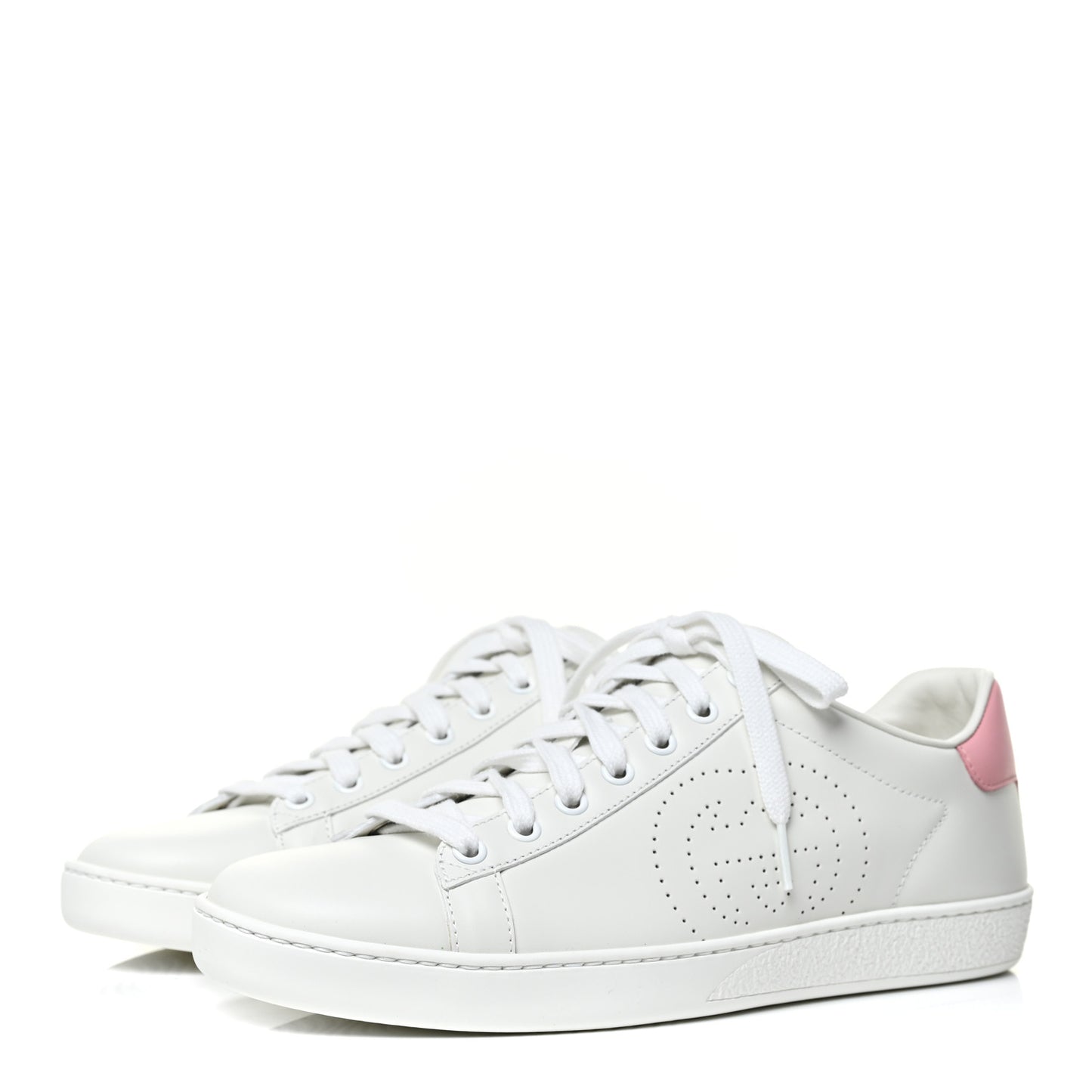Calfskin Interlocking G Perforated Womens Ace Sneakers 39 White Wild Rose