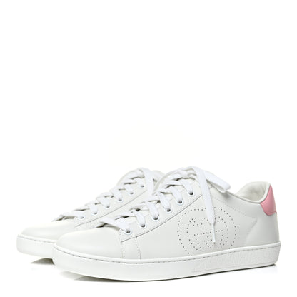 Gucci Calfskin Interlocking G Perforated Womens Ace Sneakers 39 White Wild Rose 3 of 8