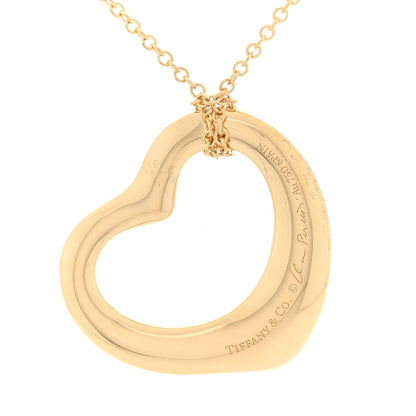 Tiffany 18K Yellow Gold 22mm Elsa Peretti Open Heart Pendant Necklace 5 of 6