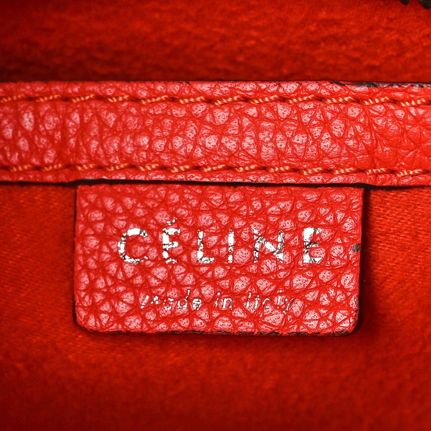 Drummed Calfskin Nano Luggage Vermillion