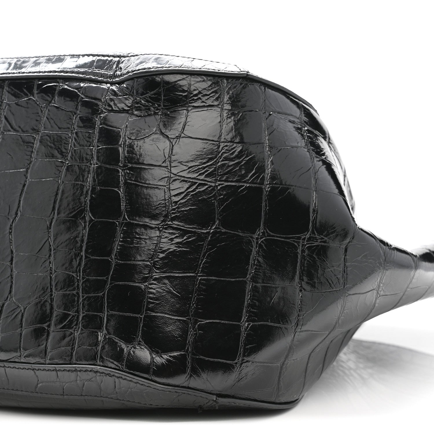 Versace Calfskin Crocodile Embossed Greca Goddess Tote Bag Black 10 of 13