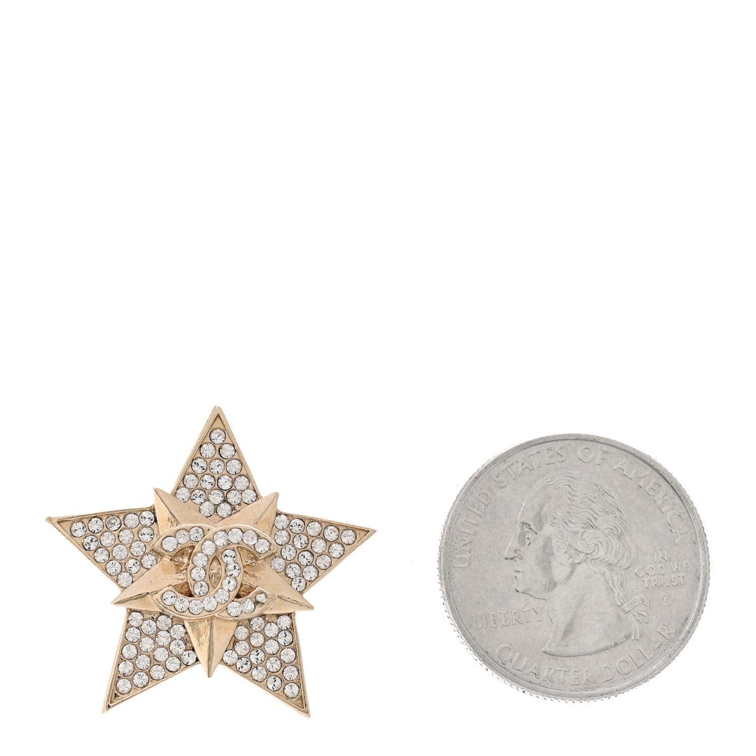 Chanel Crystal CC Star Brooch Gold 2 of 4