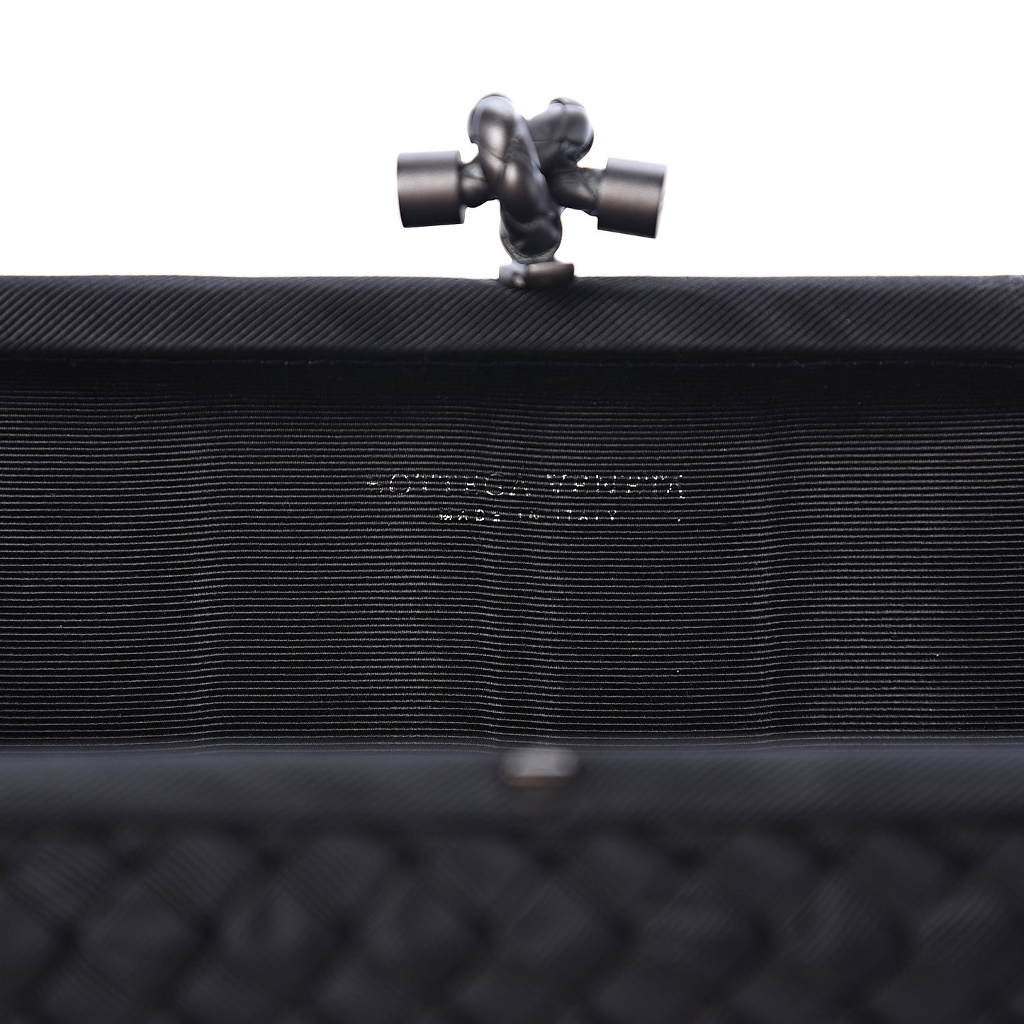 Silk Faille Intrecciato Knot Clutch Black