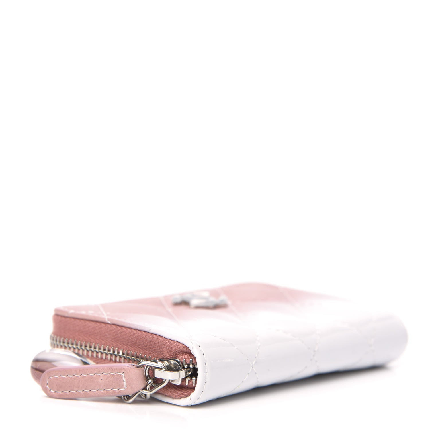 Chanel Ombre Patent Calfskin Quilted Small Zip Around Coin Purse Pink White 4 of 9