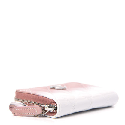 Chanel Ombre Patent Calfskin Quilted Small Zip Around Coin Purse Pink White 4 of 9