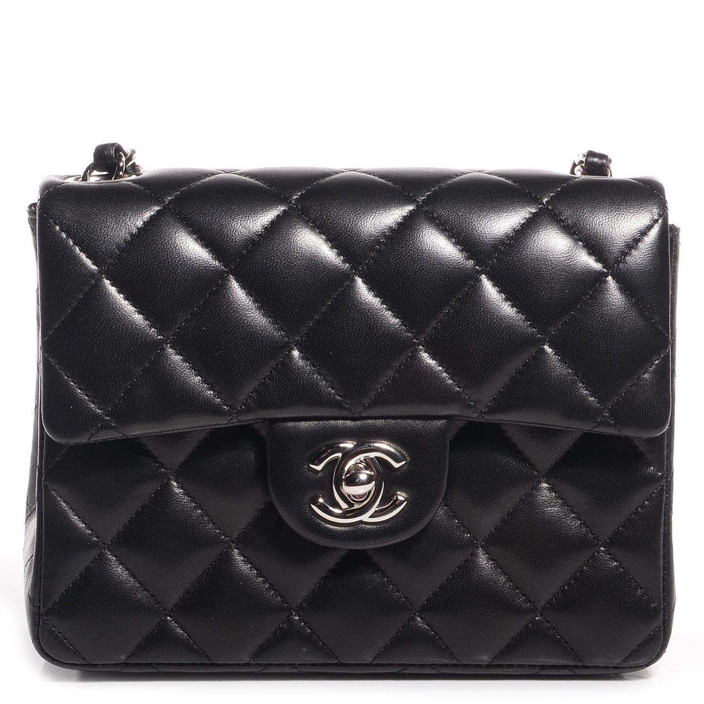 Lambskin Mini Square Flap Black