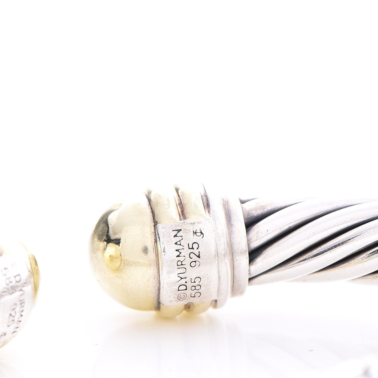 Sterling Silver 14K Yellow Gold 10mm Cable Classics Bracelet