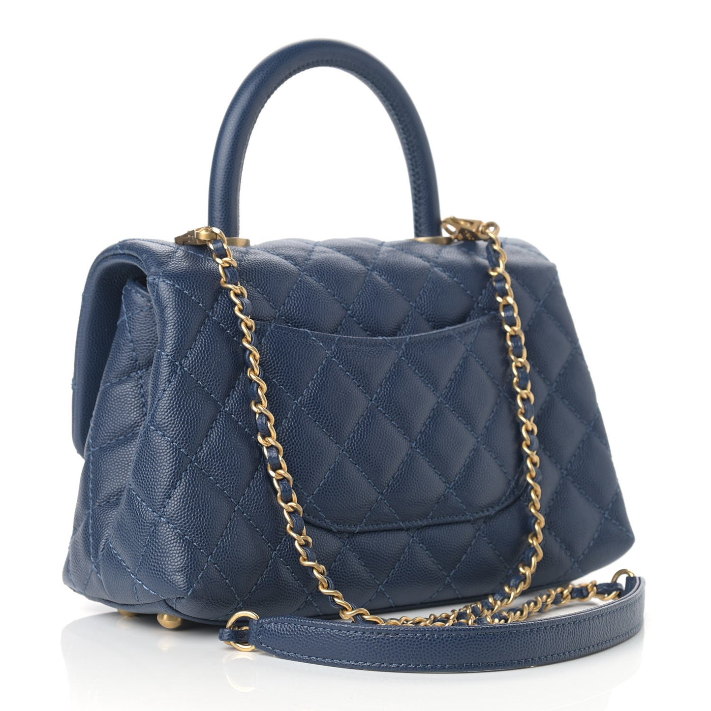 Caviar Quilted Mini Coco Handle Flap Navy Blue
