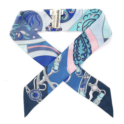 Hermes Silk Festival des Amazones Twilly Ardoise Turquoise Rose 1 of 5