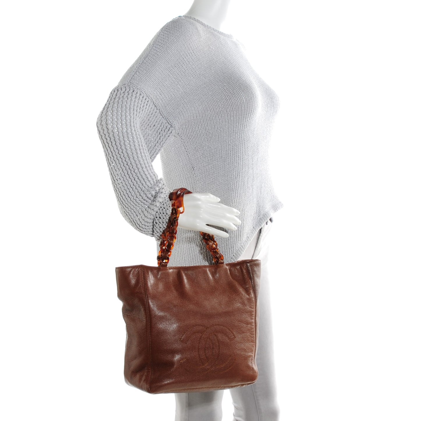 Caviar Resin CC Shoulder Bag Brown