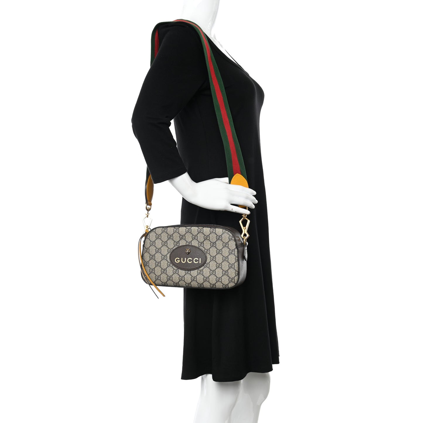 GG Supreme Monogram Web Neo Vintage Shoulder Bag Beige New Acero Crop