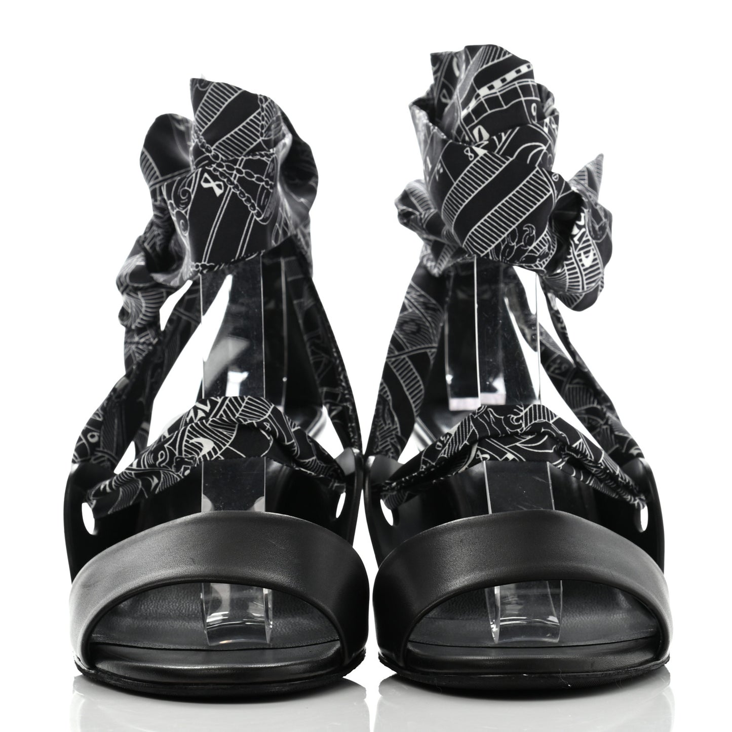 Calfskin Silk Torsade Sandals 38 Black