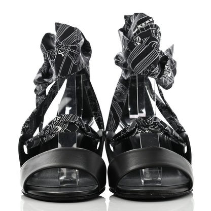 Hermes Calfskin Silk Torsade Sandals 38 Black 2 of 7
