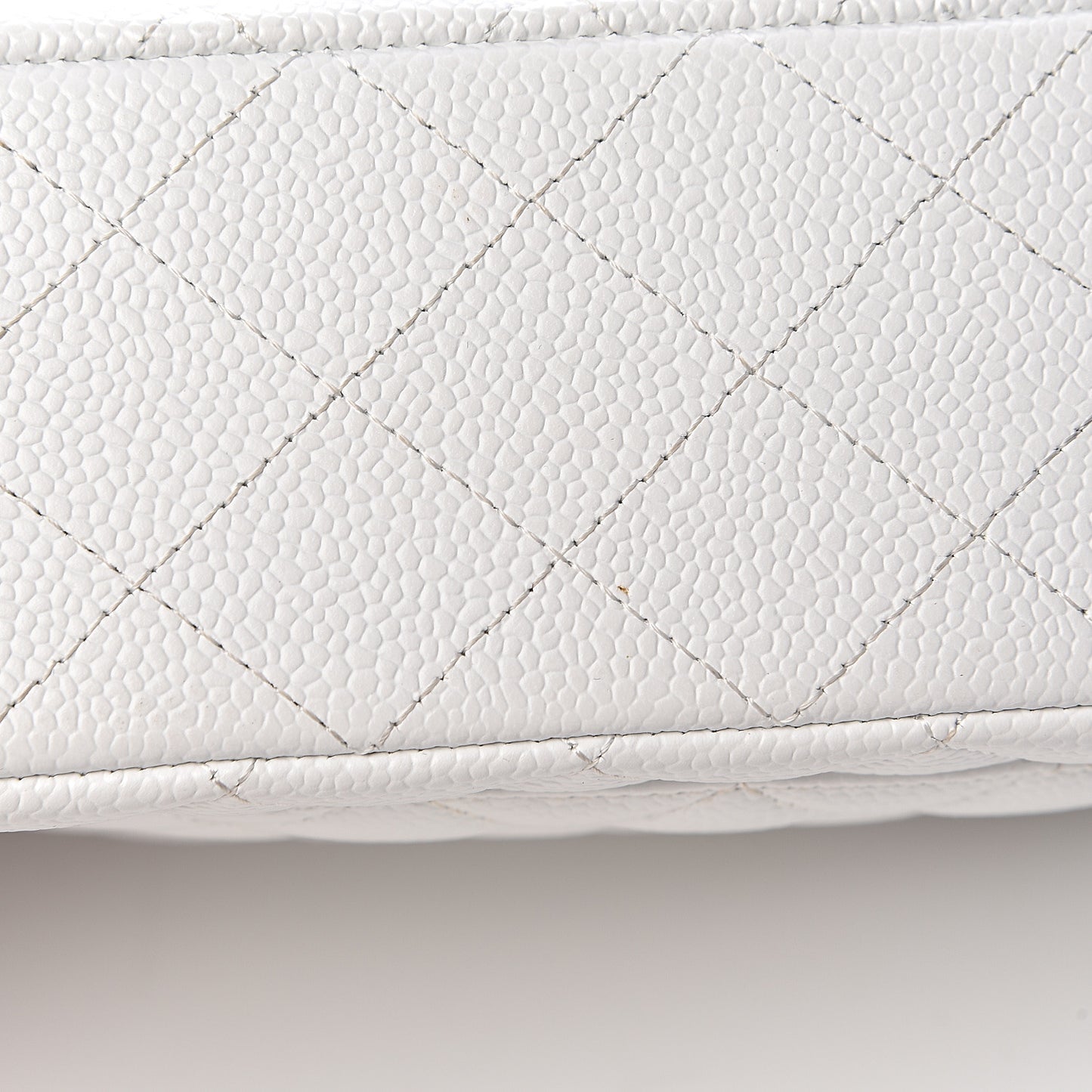 Caviar Quilted Medium Double Flap White