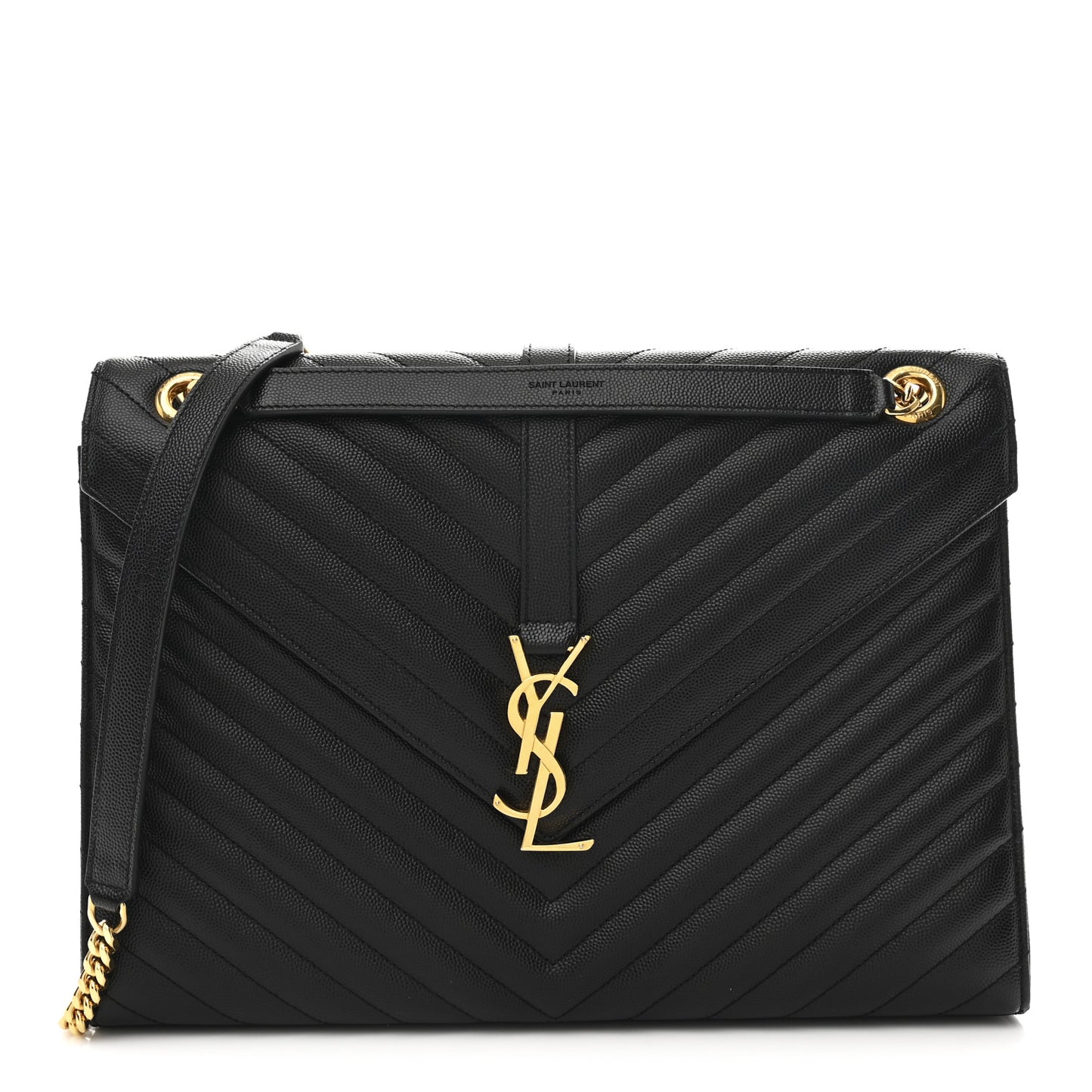 Grain De Poudre Matelasse Chevron Large Monogram Satchel  Black