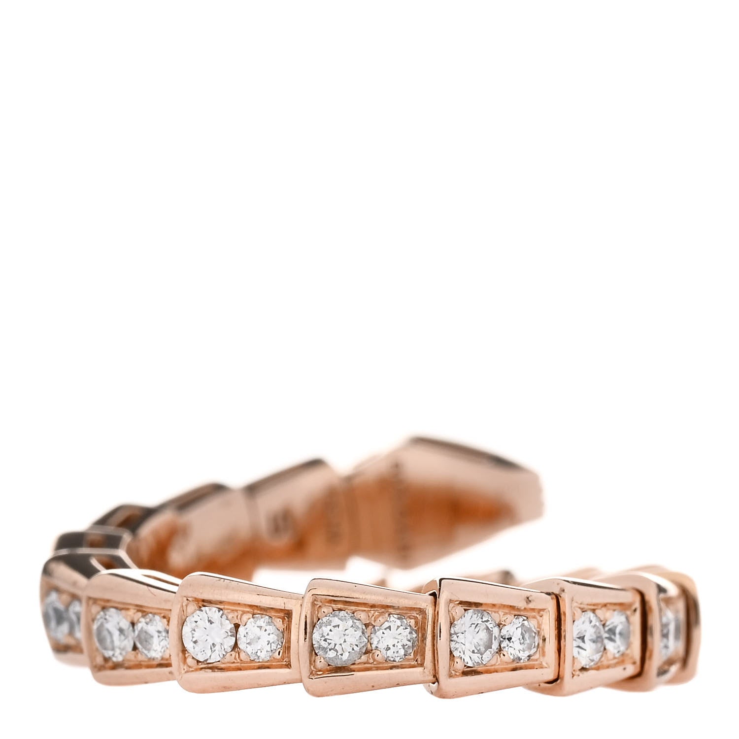 Bulgari 18K Rose Gold Diamond Serpenti Viper Pave Ring S 3 of 5