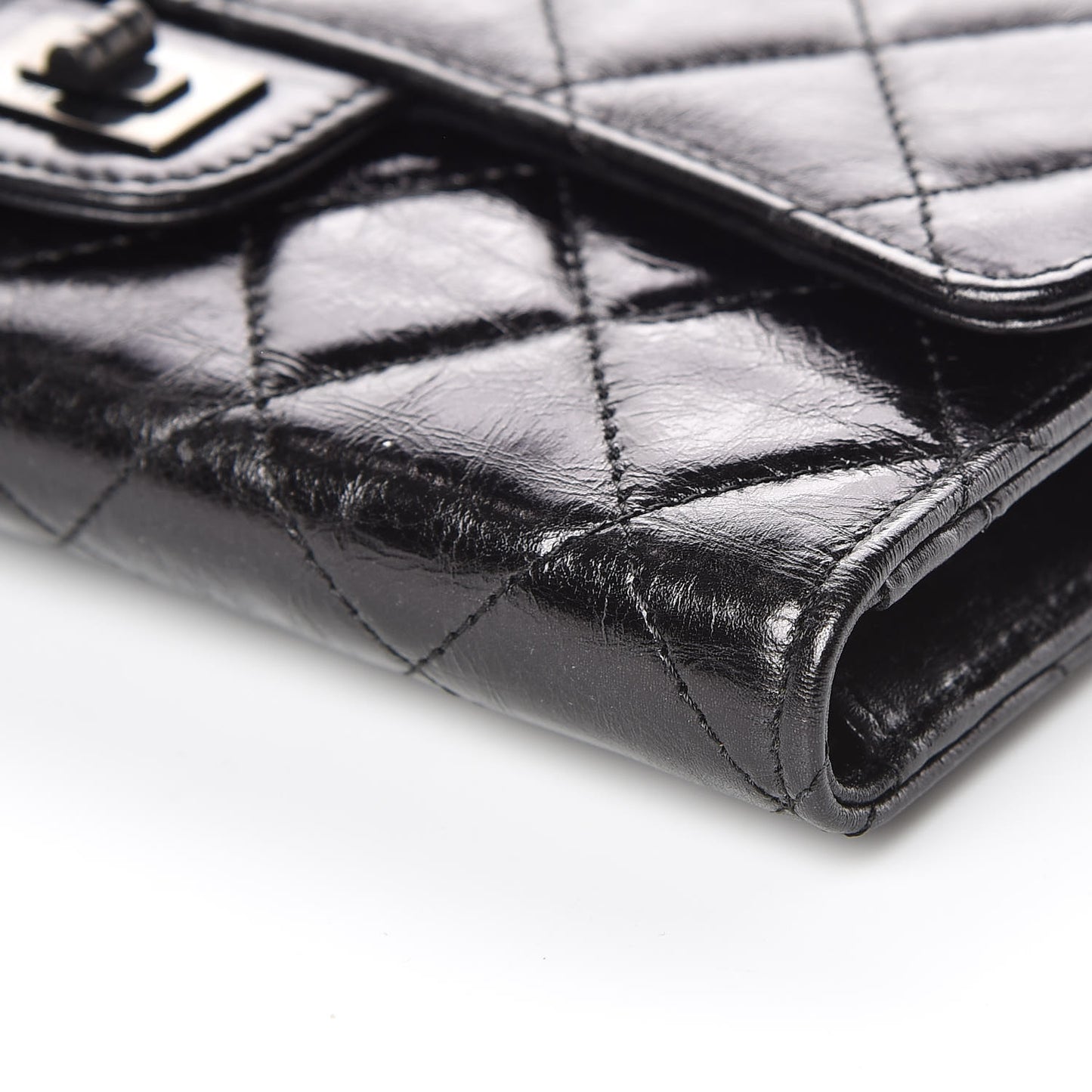 Glazed Calfskin Quilted Reissue Long Flap Wallet So Black