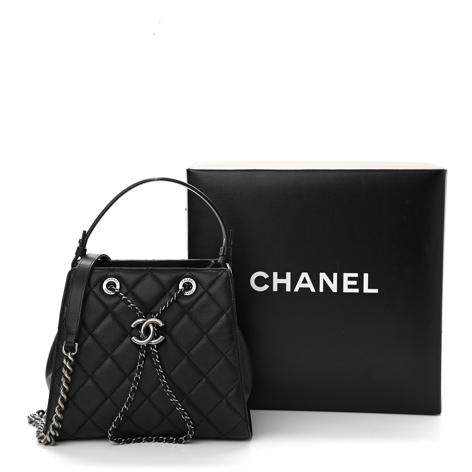 Chanel Caviar Quilted Small CC Bucket Bag Black 11 of 11