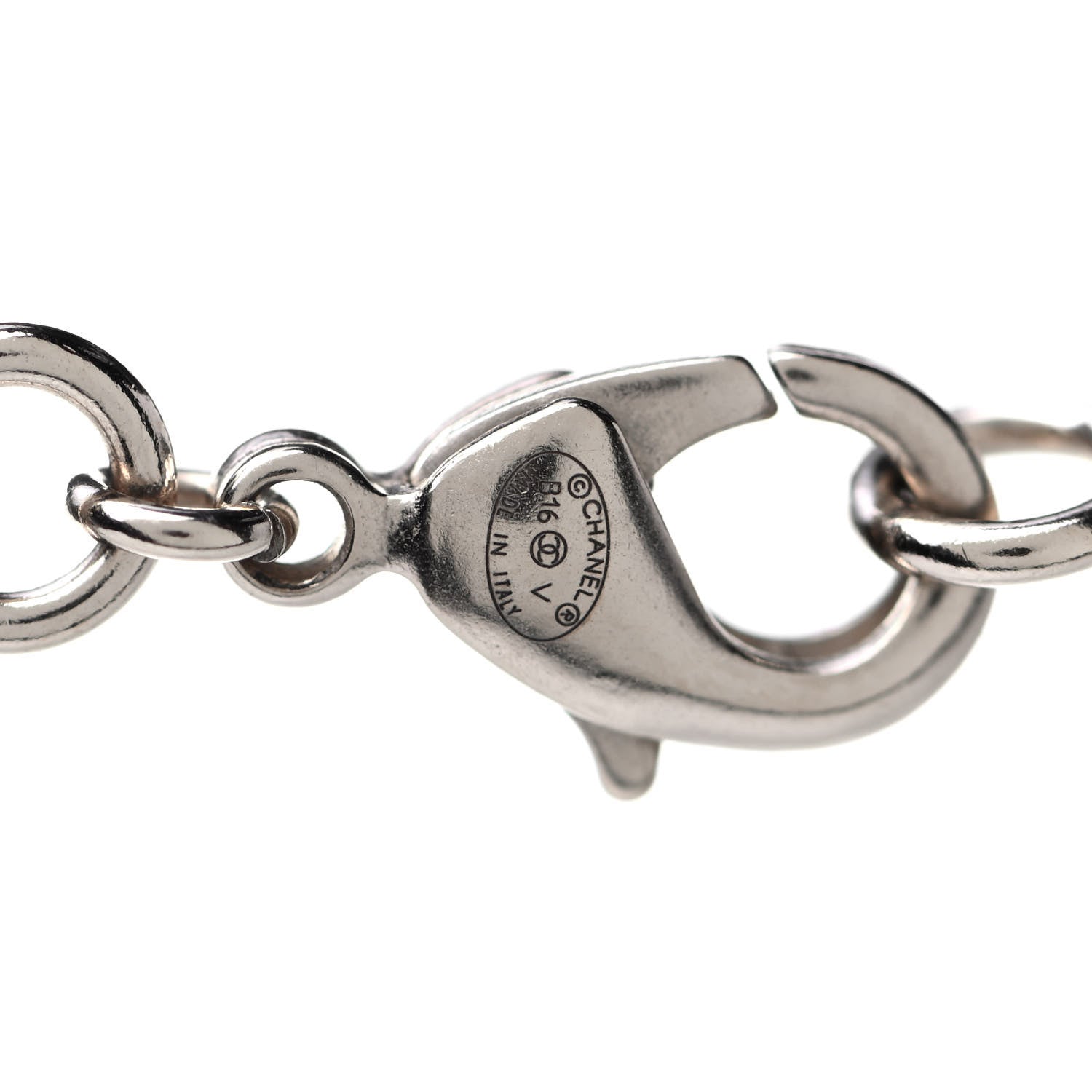 Chanel Crystal Pearl CC Pendant Necklace Silver 4 of 4