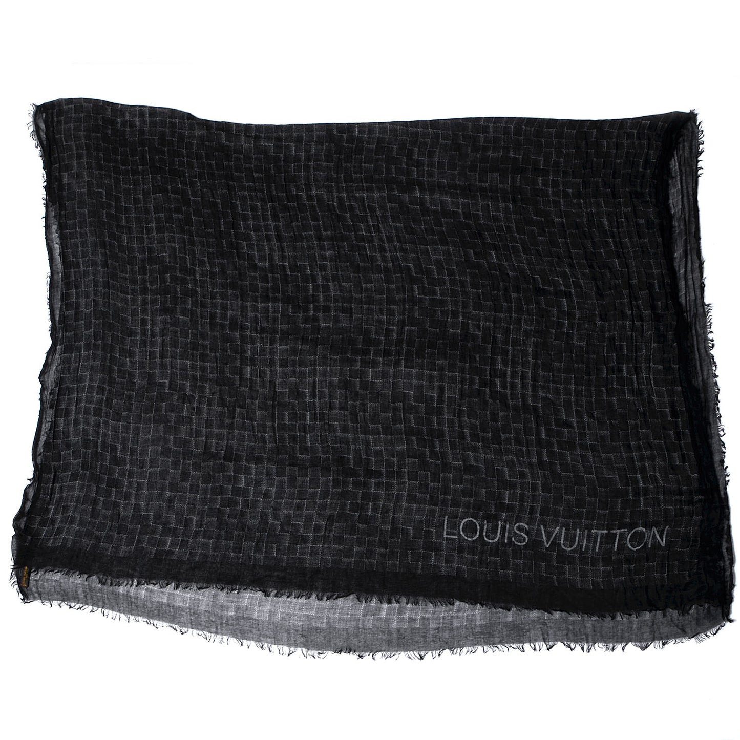 Cashmere Silk Etole Stole Damier Black