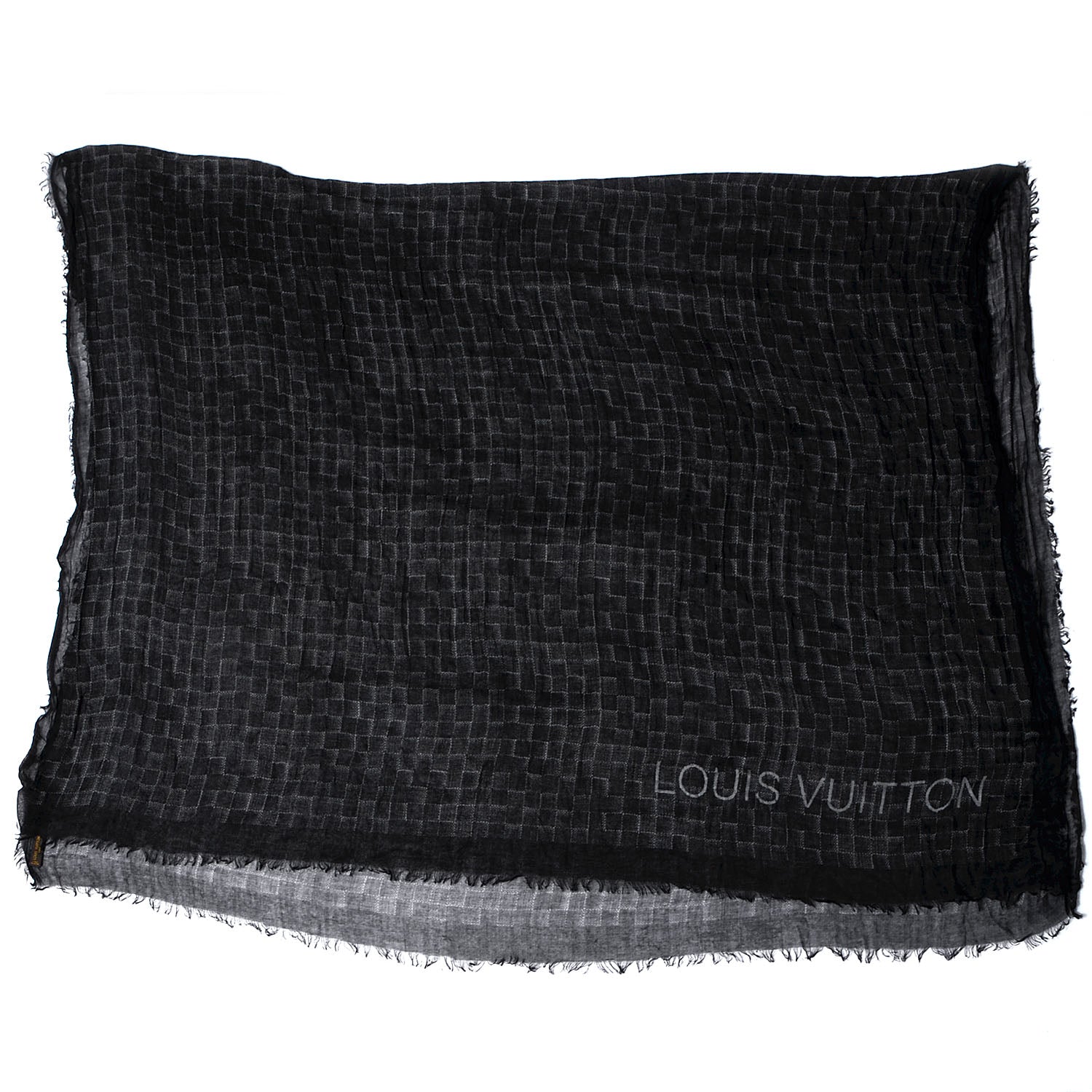 Louis Vuitton Cashmere Silk Etole Stole Damier Black 3 of 6