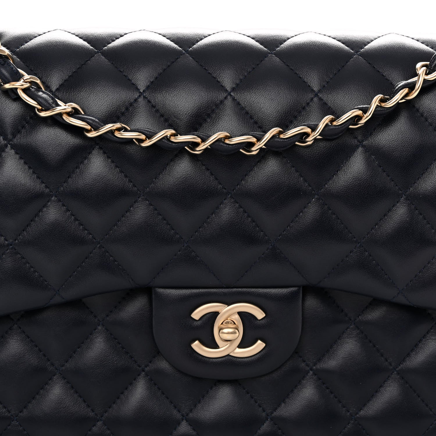 Chanel Lambskin Quilted Jumbo Double Flap Navy Blue 8 of 10