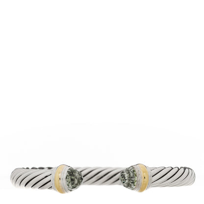 David Yurman Sterling Silver 14K Yellow Gold Prasiolite 7mm Cable Classics Bracelet 1 of 3