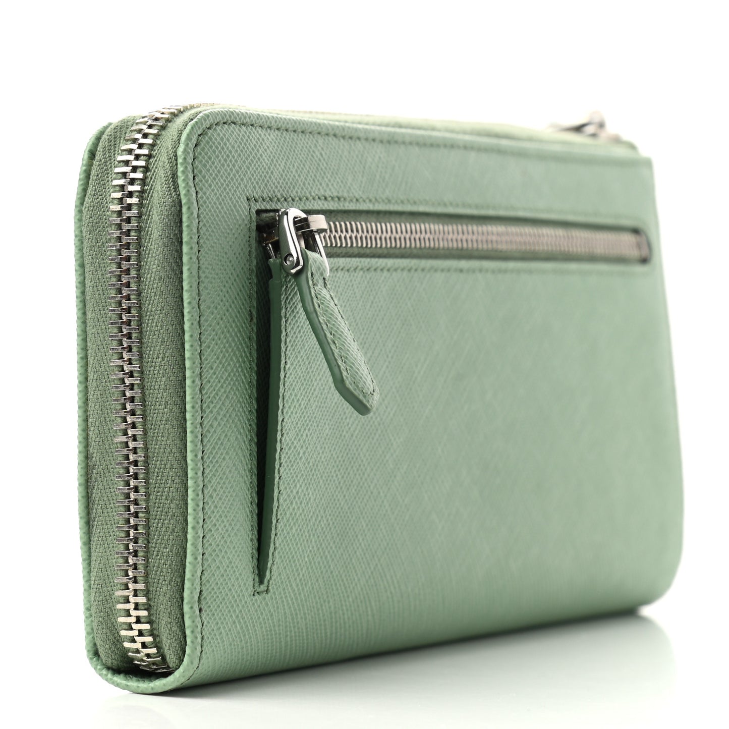 Saffiano Metal Zip Around Wallet Aquamarina