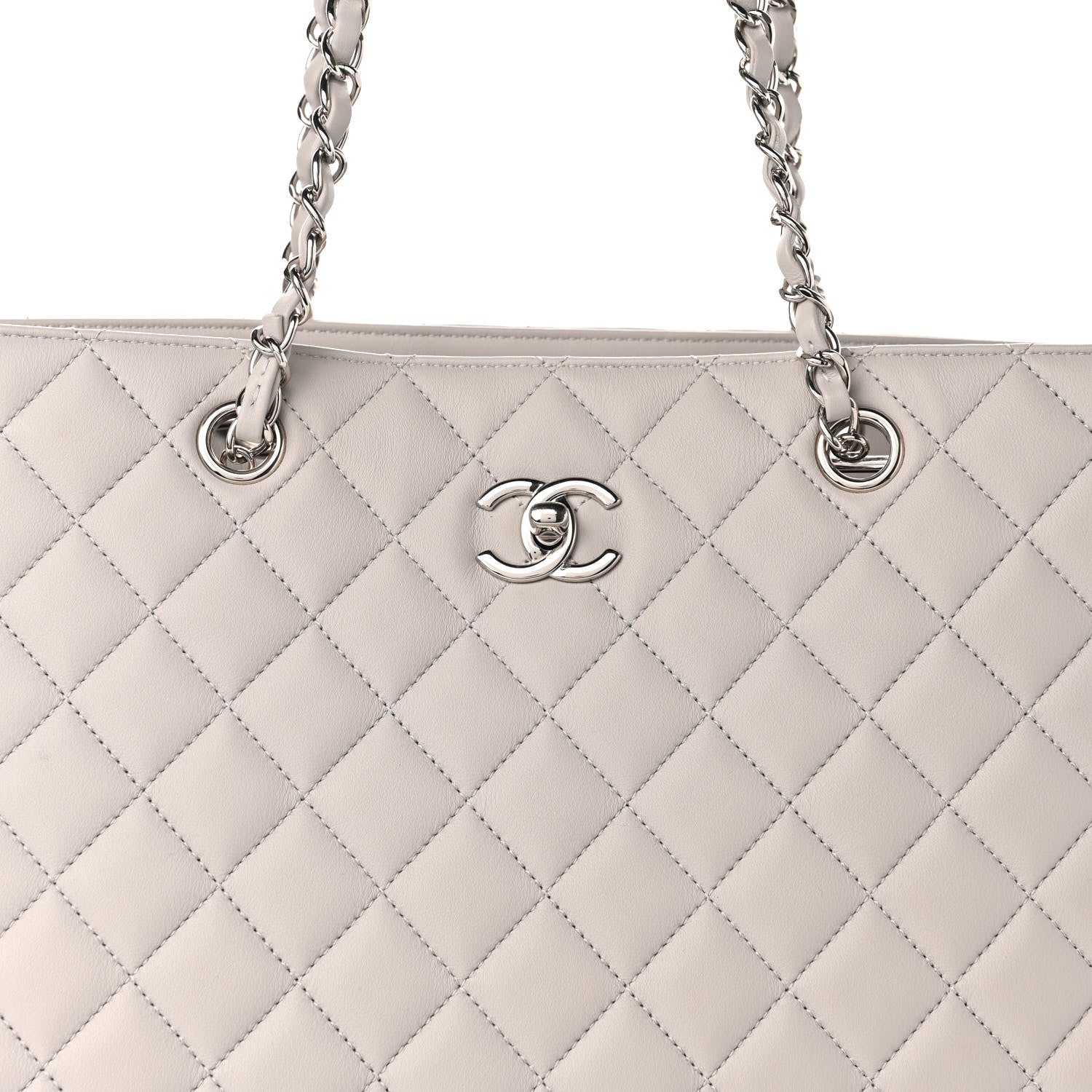 Chanel Calfskin Quilted Large Classic Shopping Tote Grey 8 of 10