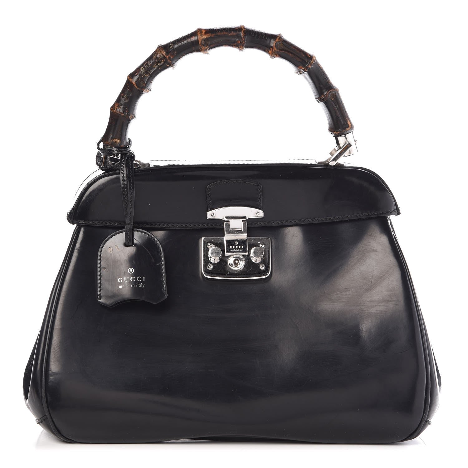 Gucci Regent Calfskin Bamboo Medium Lady Lock Top Handle Bag Black 1 of 13