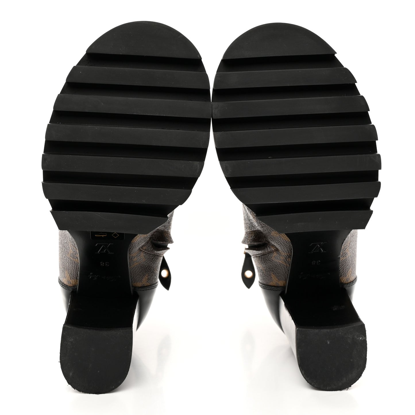 Patent Calfskin Monogram Star Trail Ankle Boots 38 Black