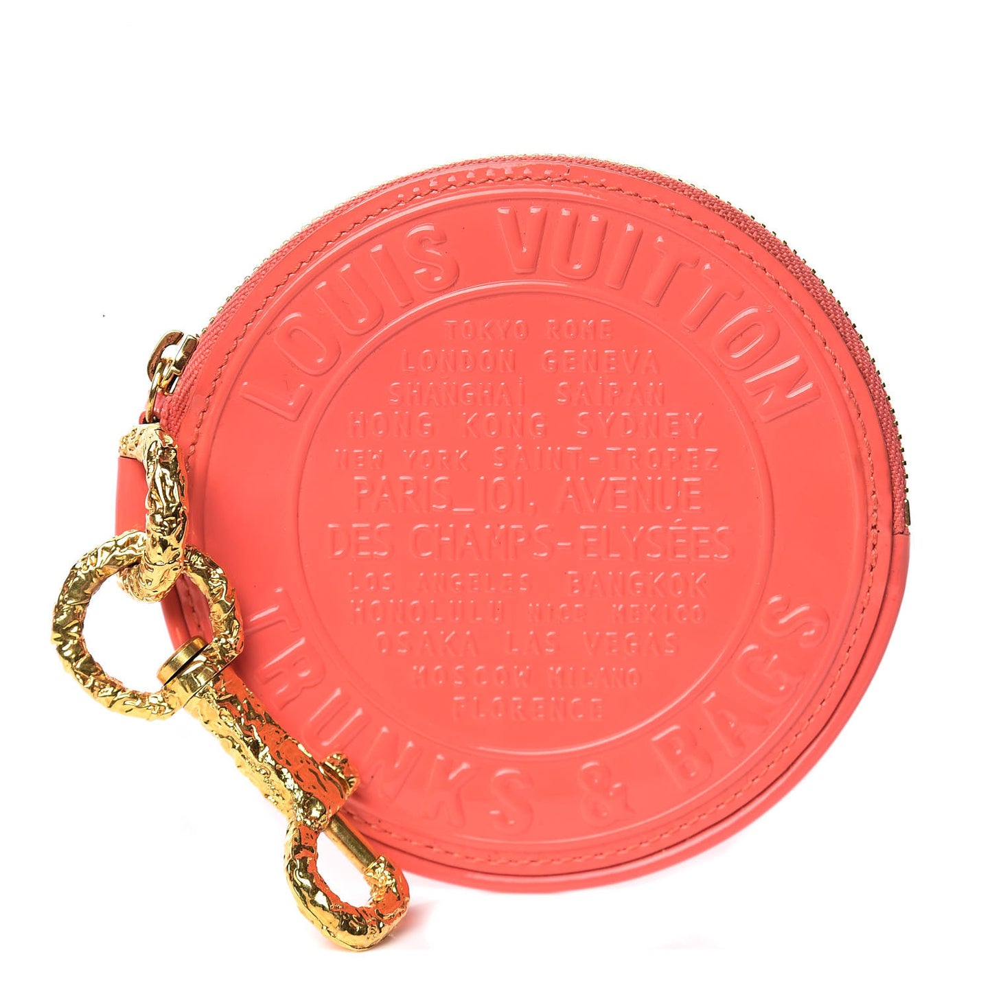 Vernis Trunks and Bags Porte-Monnaie Round Coin Purse Coral