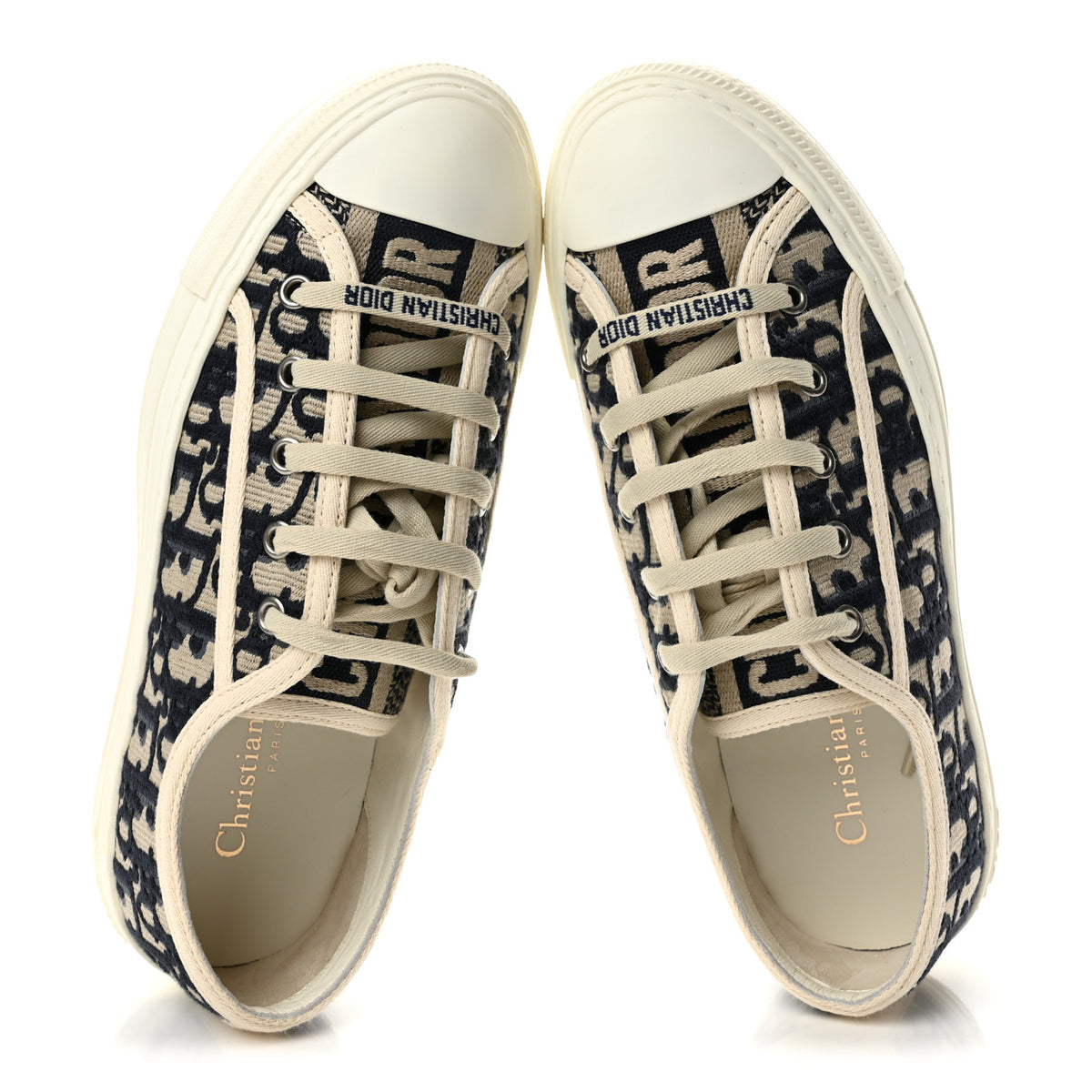 Canvas Oblique Walk 'N' Dior Low Top Sneakers 37.5 Deep Blue