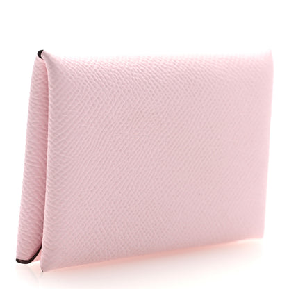 Hermes Epsom Calvi Card Case Rose Darling 3 of 7