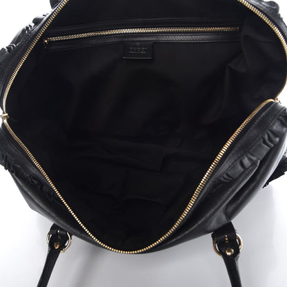 Gucci Calfskin Ruffle Medium Sabrina Boston Tote Black 5 of 7
